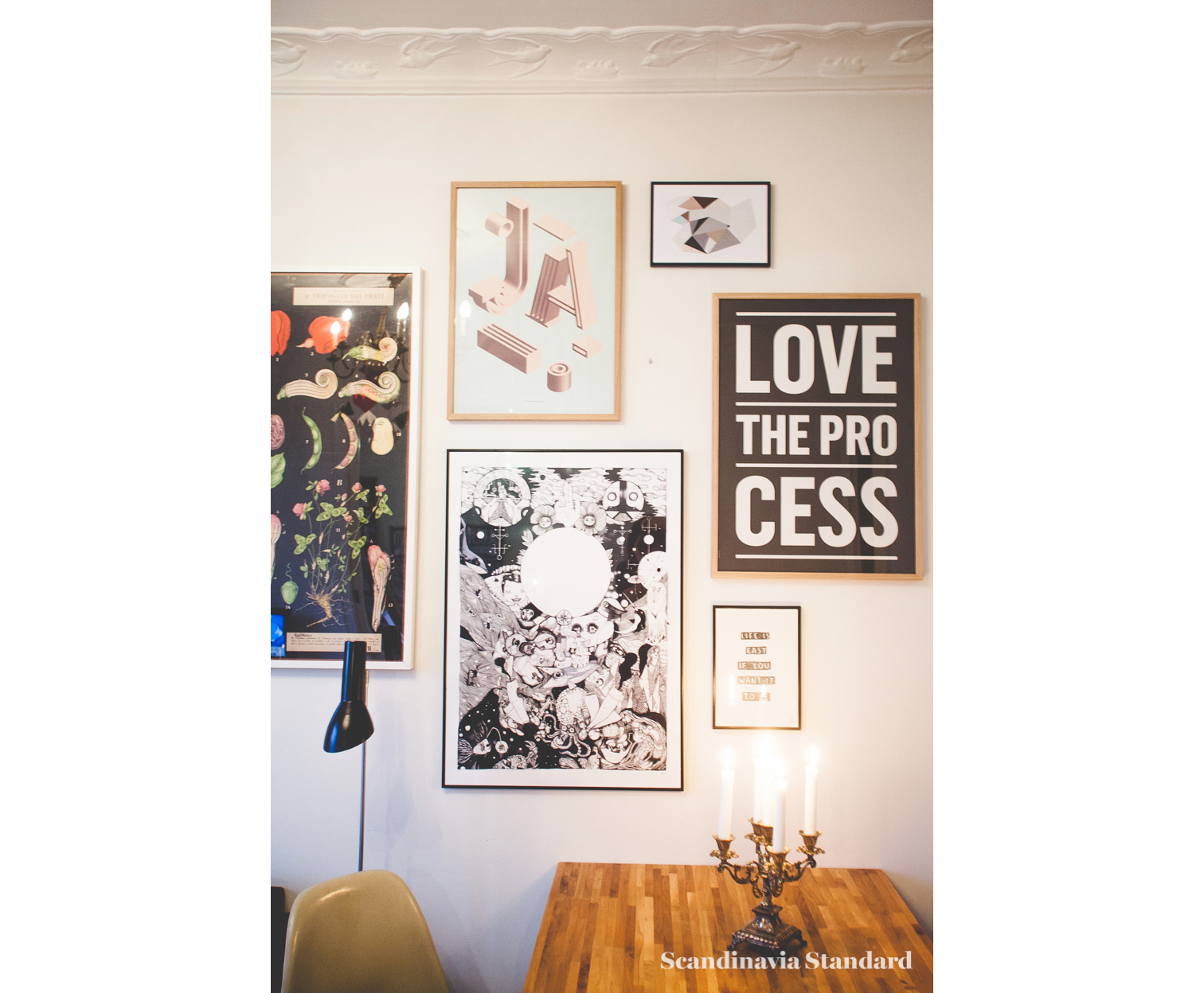 Scandinavia Standard I LOVE MY TYPE Dining Room Table with Candles and Posters