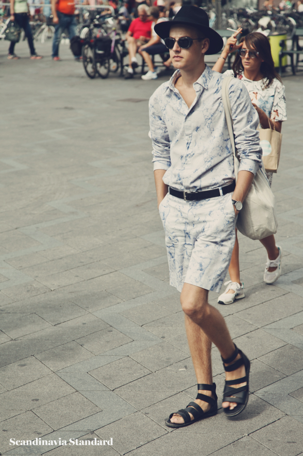 matching shorts and top, sandels and hat - Copenhagen Fashion Week Street Style | Scandinavia Standard