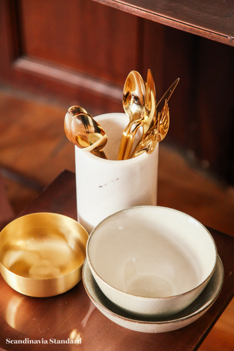 Broste Copenhagen - Danish Design without the Price Tag - Gold Cutlery - Knifes, Forks, Spoons - White Bowls - Autumn Winter 2015 Sneak Peak | Scandinavia Standard