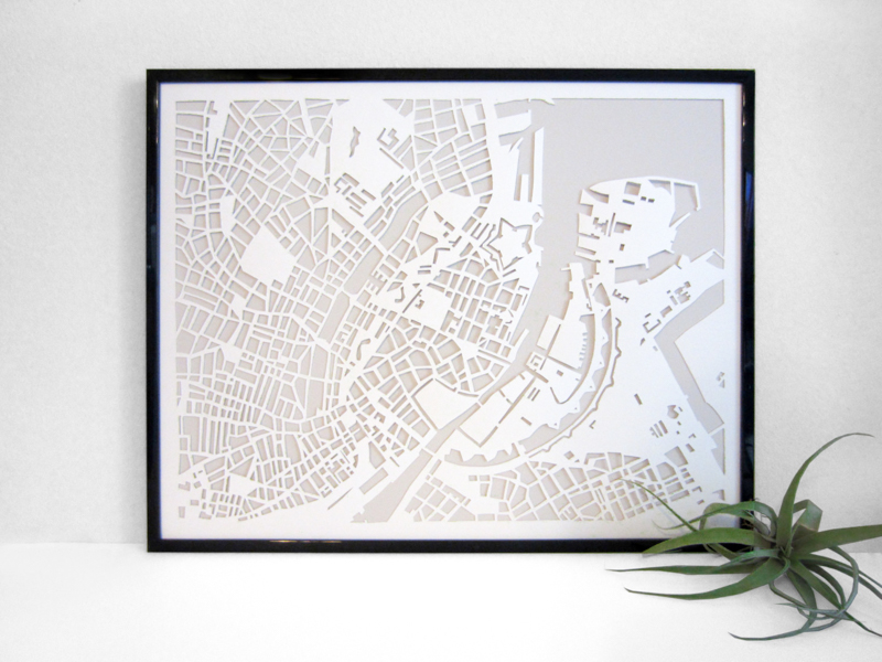 Handcut Paper Map of Copenhagen from Vellum and Trace - 460 DKK - Etsy | Scandinavia Standard