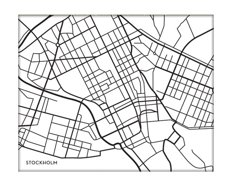 graphic print map stockholm
