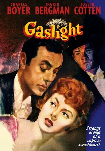 A poster for the movie Gaslight featuring Ingrid Bergman.