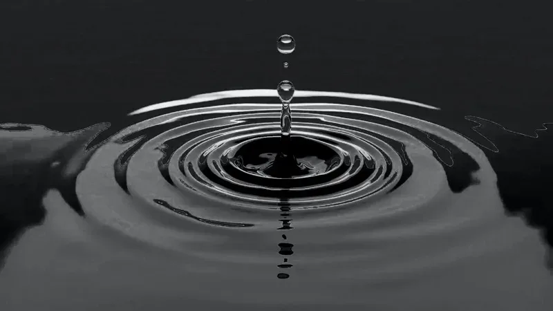 A captivating black and white photo showcasing a single water drop.